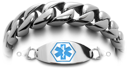 Rugged stainless steel medical bracelt