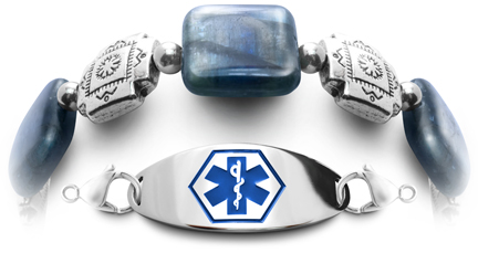 Blue Strata 0782 natural gemstone medical bracelet