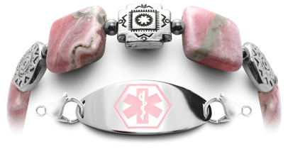 Pink Medical Bracelet Pink precious stone medical bracelet
