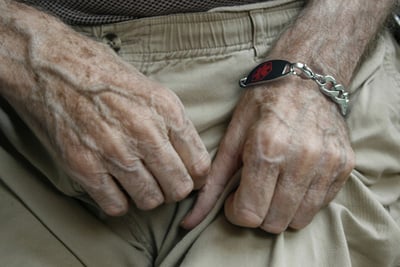 Alzheimer's bracelet on wrist