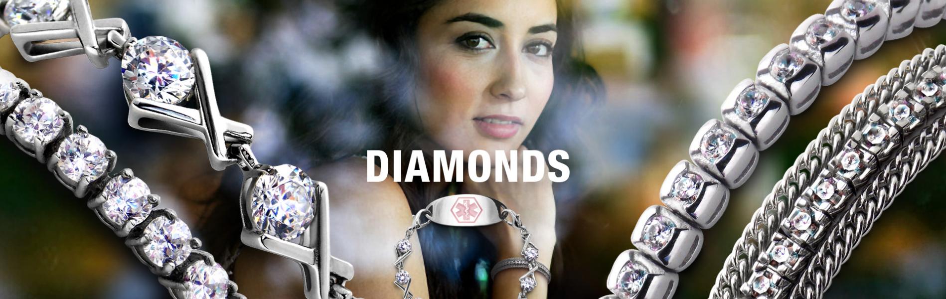 Diamond Medical ID Alert Tennis Bracelets