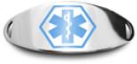 EMT Oval Tag Blue EMT Oval Stainless Steel Medical ID Plate