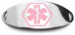 Pink Oval Tag Pink Oval Stainless Steel Medical ID Plate