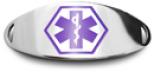 Purple Oval Stainless Steel Medical ID Plate