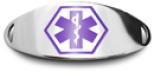 Purple Oval Tag Purple Oval Stainless Steel Medical ID Plate