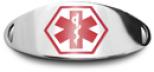 Red Oval Tag Red Oval Stainless Steel Medical ID Plate