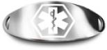 White Oval Stainless Steel Medical ID Plate