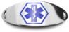 Blue Oval Stainless Steel Medical ID Plate