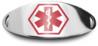 Red Oval Stainless Steel Medical ID Plate