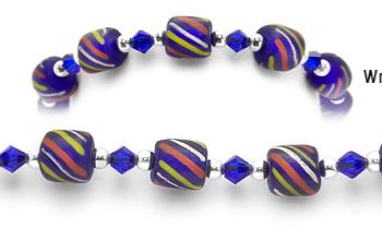 Designer Bead Medical Bracelets Tri-Color on Blue 2045
