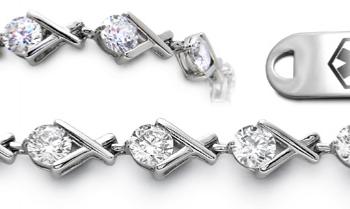 Designer Diamond Stainless Medical Bracelet Set Grande Corona 22016