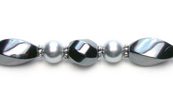 Designer Bead Medical Bracelets Twisted in Grey Pearl 1 0279