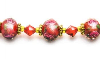 Designer Bead Medical Bracelets Rose Blossoms in Red 1379