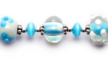 Beaded Medical Bracelets Aqua Blue, White and Beautiful 9013