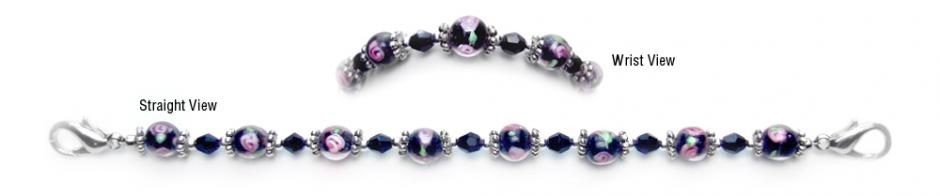 Designer Medical Bracelet Designer Bead Medical ID Bracelets Pink Rose in Black 0254