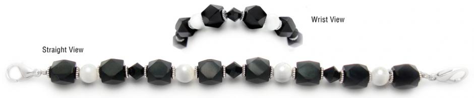Beaded Medical Bracelet Designer Bead Medical Bracelets Fancy Funky Black-White 0580