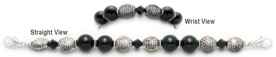 Beaded Medical Bracelet Designer Bead Medical Bracelets Black Herringbone 0582