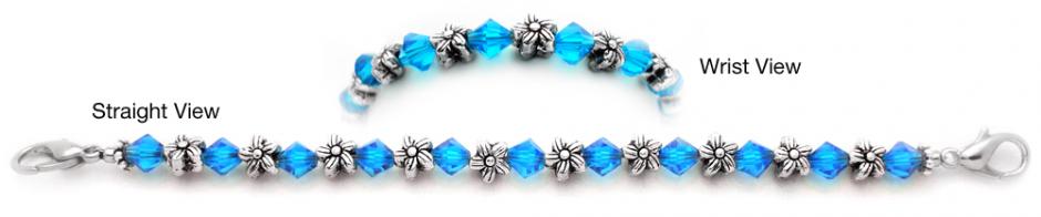 Beaded Medical Bracelet Designer Bead Medical Bracelets Silver Flowers 0596