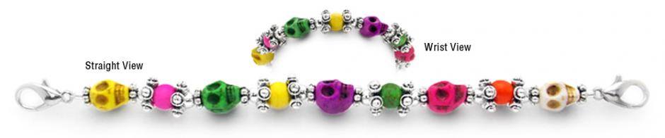 Beaded Medical Bracelet Designer Bead Medical Bracelets Dia de los Muertos 0611