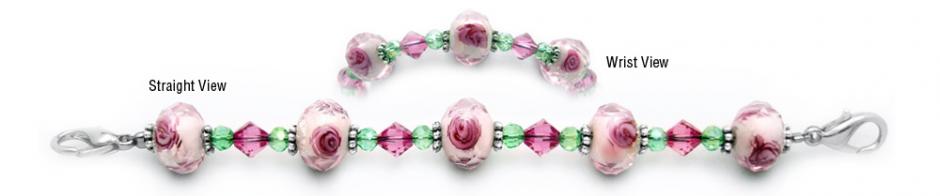Beaded Medical Bracelet Designer Bead Medical Bracelets Rose Blossoms in Blush 0667