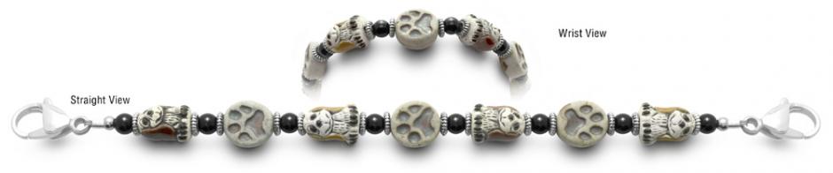 Beaded Bracelet Designer Bead Medical ID Bracelets Puppy Paws 0726