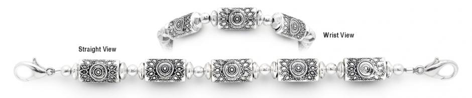 Pewter Medical Bracelet Designer Bead Medical ID Bracelets Sunburst Mandala 1465