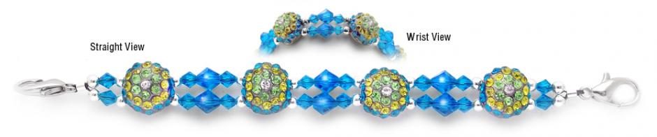 Crystal Medical Bracelet Beaded Medical Bracelets Delightful Domes-Aqua 1890