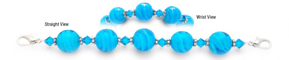 Beaded Medical Bracelet Designer Bead Medical Bracelets Spiraling Out in Aqua 1920