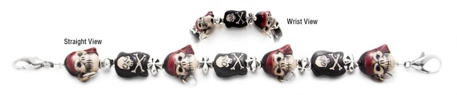 Hand Painted Bracelet Designer Beaded Medical ID Bracelets Jolly Roger 2031