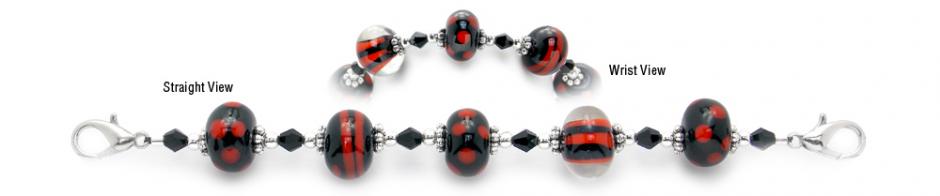 Beaded Medical Bracelet Designer Bead Medical Bracelets Galactic Glows in Red 2039