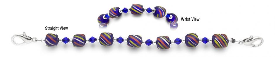 Beaded Medical Bracelet Designer Bead Medical Bracelets Tri-Color on Blue 2045