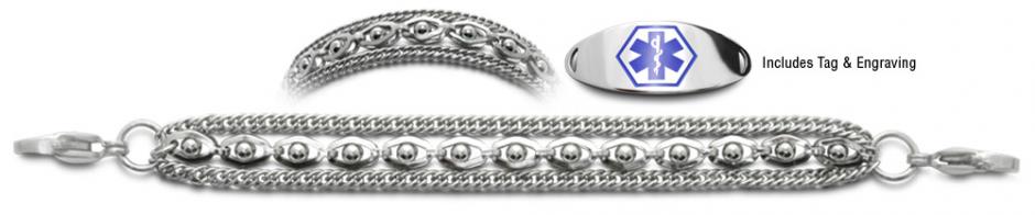 3-Strand Medical Bracelet Set Designer Stainless Medical ID Bracelet Set Sofisticato 20647