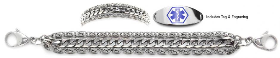 Designer Stainless Medical ID Bracelet Set Massimo 21239
