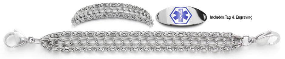 3-Strand Medical Bracelet Set Designer Stainless Medical ID Bracelet Set Impressionato 21895