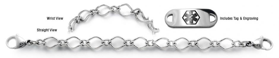Complete Stainless Steel Medical Bracelet Set Designer Stainless Medical Bracelet Set Museo del Merletto 22006