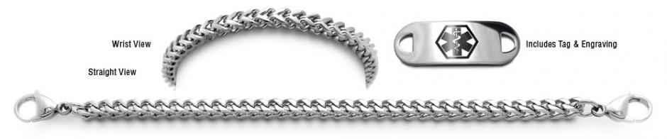 Complete Stainless Medical Bracelet Set Designer Stainless Medical Bracelet Set Quadrato 22007