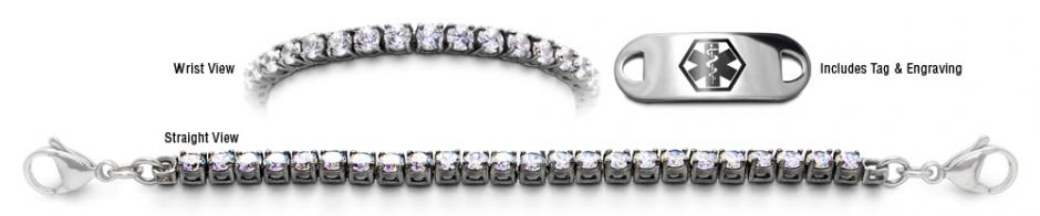 Designer Stainless & Diamond Medical Bracelets Set Diamanti di Sophia 22015