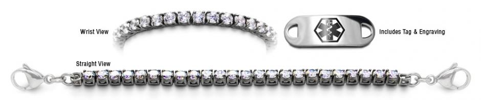 Complete Stainless & Diamond Set Designer Stainless & Diamond Medical Bracelets Set Diamanti di Sophia 22015