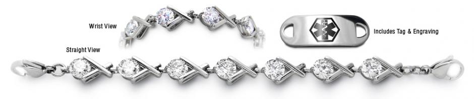 Stainless & Diamonds Bracelet Set Designer Diamond Stainless Medical Bracelet Set Grande Corona 22016