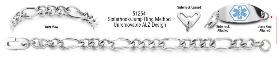 ALZ Unremovable Medical ID Bracelet Set Forte Lusso 51254