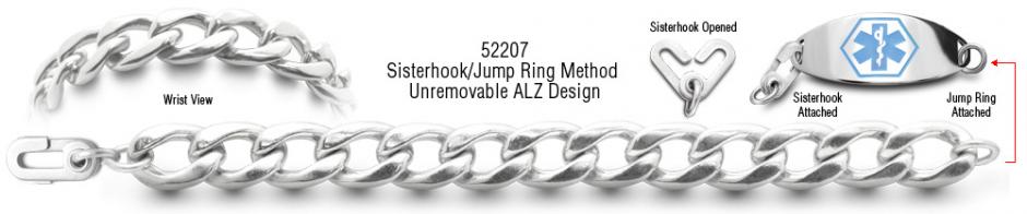 ALZ Unremovable Medical ID Bracelet Set Catena Dura 52207