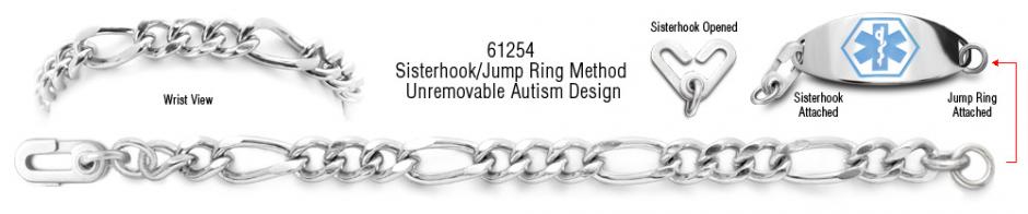 Autism Unremovable Medical ID Bracelet Set Forte Lusso 61254