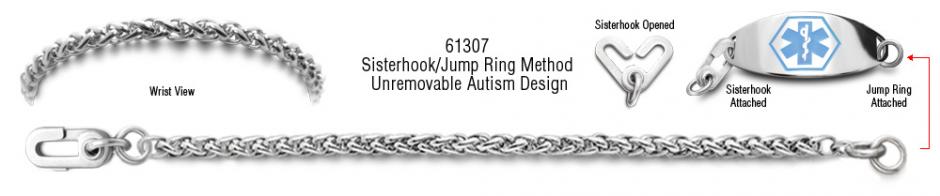 Unremovable Bracelet Autism Unremovable Medical ID Bracelet Set Coda di Cavallino 61307