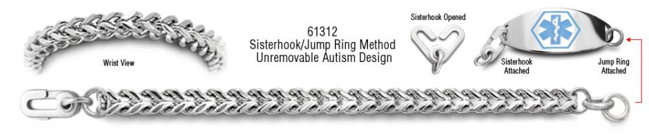 Unremovable Bracelet Autism Unremovable Medical ID Bracelet Set Mistero Quadrato 61312