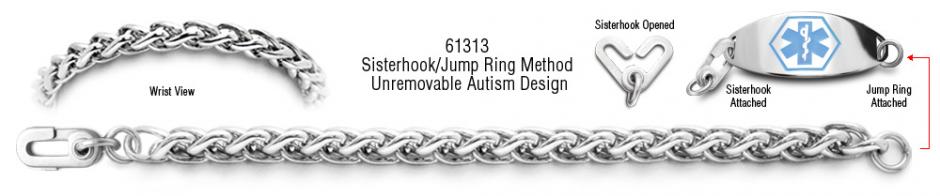 Unremovable Medical ID Bracelet Autism Unremovable Medical ID Bracelet Set Amore Eterno 61313