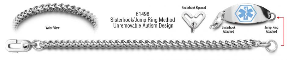 Unremovable Medical ID Bracelet Autism Unremovable Medical ID Bracelet Set Quadrato 61498