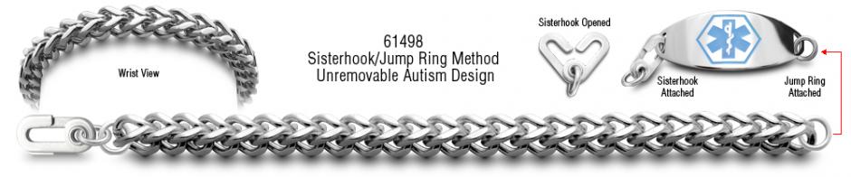 Unremovable Medical ID Bracelet Autism Unremovable Medical ID Bracelet Set Quadrato 61498