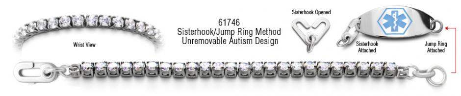 Unremovable Bracelet Autism Unremovable Medical ID Bracelet Set Sophia 61746