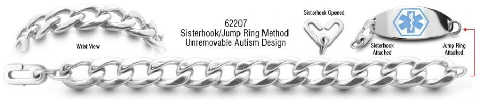 Unremovable Medical ID Bracelet Autism Unremovable Medical ID Bracelet Set Catena Dura 62207