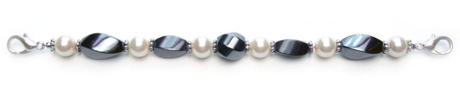 Beaded Medical Bracelet Designer Bead Medical Bracelets Twisted in White Pearl 0277